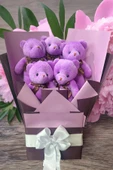 Sole Sevgiliye Özel Mor Konsept Romantik Peluş Ayıcık Buketi - 7