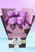 Sole Sevgiliye Özel Mor Konsept Romantik Peluş Ayıcık Buketi - 2