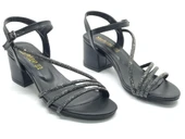 Mehtap Çapraz Üç Şerit Taşlı 5 cm Kadın Abiye Topuklu Ayakkabı thumbnail 3