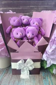 Sole Sevgiliye Özel Mor Konsept Romantik Peluş Ayıcık Buketi - 4