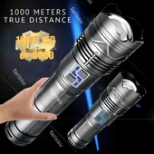 Gold Orion OR-G500 100W Süper Parlak LED El Feneri – 1000 Metre Menzilli, 4*181350 Lityum Pil, Zoom Özellikli, Şarj Edilebilir, Su Geçirmez Metal Gövde - 5