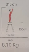 ÇİFT ÇIKIŞLI METAL MERDİVEN 6 BASAMAK ( 6+6 BASAMAKLI ) - 2