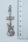 AC/DC Elektro Gitar Gümüş Kaplama Düz Zincir Kolye thumbnail 3