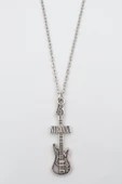 Nirvana Elektro Gitar Gümüş Kaplama Düz Zincir Kolye thumbnail 1
