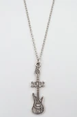 AC/DC Elektro Gitar Gümüş Kaplama Düz Zincir Kolye thumbnail 1