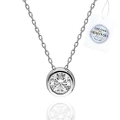 Silverella Gümüş 925 Ayar 5,75mm Swarovski Zirconia Taşlı Tektaş Kolye SE2025N93111 - 1