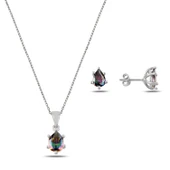 Silverella Gümüş 925 Ayar Damla Mistik Topaz Zirkon Tektaş Set SE2025S90352 - 2