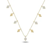 Silverella Gümüş 925 Ayar Zirkon Taşlı Sallantılı Şans Kolyesi SE2025N93001 thumbnail 2