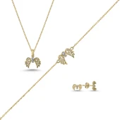 Silverella Gümüş 925 Ayar Kanat Zirkon Taşlı Set SE2025S102413 - 3