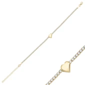 Silverella Gümüş 925 Ayar Kalp & Suyolu Zirkon Taşlı Bileklik SE2025B102500 thumbnail 2