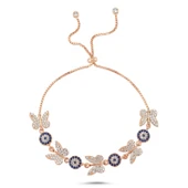 Silverella Gümüş 925 Ayar Kelebek & Göz Zirkon Taşlı Asansör Bileklik SE2025B101558 thumbnail 1