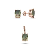 Silverella Gümüş 925 Ayar 8x10mm Oval Sultanit Zirkon Tektaş Set SE2025S103801 - 2
