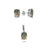 Silverella Gümüş 925 Ayar 8x10mm Oval Sultanit Zirkon Tektaş Set SE2025S103801 - 1