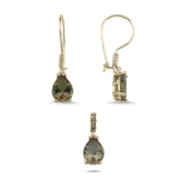 Silverella Gümüş 925 Ayar 8x10mm Damla Sultanit Zirkon Tektaş Set SE2025S103805 - 2