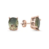 Silverella Gümüş 925 Ayar 8x10mm Oval Sultanit Zirkon Tektaş Küpe SE2025E103783 - 3