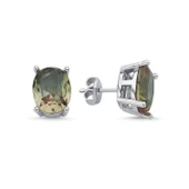 Silverella Gümüş 925 Ayar 8x10mm Oval Sultanit Zirkon Tektaş Küpe SE2025E103783 - 1