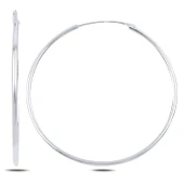 Silverella Gümüş 925 Ayar 50mm Sade Halka Küpe SE2025E105899 - 3
