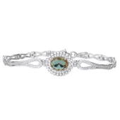 Silverella Gümüş 925 Ayar Sultanit Oval Kesim Halo Zirkon Taşlı Bileklik SE2025B106657 thumbnail 4