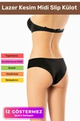 İz Göstermeyen Dikişsiz Kaymaz Toparlayıcı Popo Şekillendirici Kadın Lazer Kesim Midi Slip Külot - 1