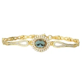 Silverella Gümüş 925 Ayar Sultanit Oval Kesim Halo Zirkon Taşlı Bileklik SE2025B106657 thumbnail 5