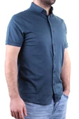 Twister 1853 Petrol Kısa Kol Günlük Pamuklu Erkek Gömlek - 1