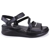 Dagoster DZA07-770404 Siyah Günlük Ortopedik Deri Kadın Sandalet - 2