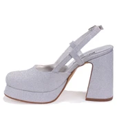 Dagoster DZA07-337560 Gümüş Simli Platform Topuklu Kadın Ayakkabı - 3