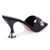 Dagoster DZA07-1136804 Siyah Saten Klasik Topuklu Kadın Terlik - 4