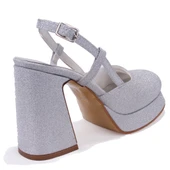 Dagoster DZA07-337560 Gümüş Simli Platform Topuklu Kadın Ayakkabı - 4