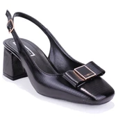 Dagoster DZA07-108525516 Siyah Rugan Klasik Topuklu Kadın Ayakkabı - 1