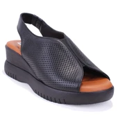 Dagoster DZA07-9972521405 Siyah Günlük Ortopedik Deri Kadın sandalet - 1