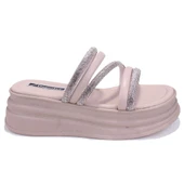 Dagoster DZA07-1241305 Bej Taşlı Spor Kadın Terlik - 2