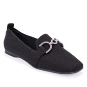 Dagoster DZA07-1095213 Siyah Triko Günlük Babet Kadın Ayakkabı - 1