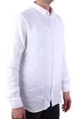 Dagoster DMG23-121362 Beyaz Günlük Müslin Normal Kalıp Uzun Kol Erkek Gömlek - 1