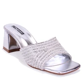 Dagoster DZA07-1296103 Gümüş Topuklu Abiye Kadın Terlik - 1