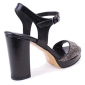 Dagoster DZA07-337140 Siyah Boncuklu  Platform Topuklu Kadın Ayakkabı - 4