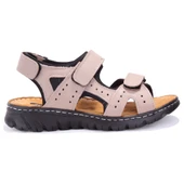 Dagoster DMA77-051 Bej Ortopedik Günlük Erkek Deri Sandalet - 2