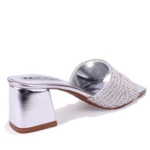 Dagoster DZA07-1296103 Gümüş Topuklu Abiye Kadın Terlik - 4