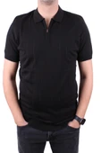 Dagoster DMG23-511228 Siyah Günlük Fermuarlı Polo Yaka Erkek Tişört - 2