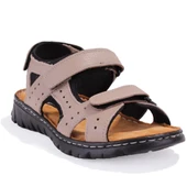 Dagoster DMA77-051 Bej Ortopedik Günlük Erkek Deri Sandalet - 1