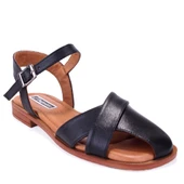 Dagoster DZA07-60216243 Siyah Günlük Ortopedik Deri Spor Kadın sandalet - 1