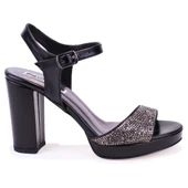 Dagoster DZA07-337140 Siyah Boncuklu  Platform Topuklu Kadın Ayakkabı - 2