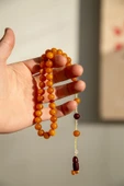 Küre Tane Şükrü Baba İmzalı Sıkma Kehribar Tesbih - 3