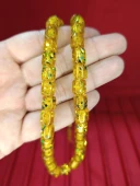 ÇUBUK KEHRİBAR TESBİH SİMLİ NECEF KAPSÜL KESİM SARI 10MMX8,5MM T-812 - 2