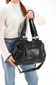 Y.S.Deri Kadın Omuz Çantası 2 Ana Bölme Çapraz Askılı Bayan Postacı Çantası 30*25 Cm Vegan Deri - 11