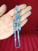 KATALİN TESBİH MAVİ BEYAZ RENK BEYZİ KESİM HALKALI İMAME 11,5MMX8MM T-810 - 1