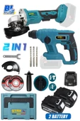Super Combo Bl Motor Çift Akülü Muhteşem 2'li Şarjlı Kırıcı Şarjlı Taşlama Setli Çantalı 58VF 2000Ah - 1