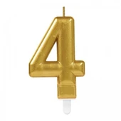 Parti Malzemeleri Parti Aksesuar 4 Rakam Mum Gold Renk - 1