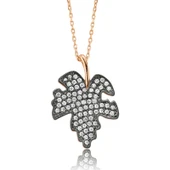 925 Ayar Gümüş Çınar Yaprağı Kadın Gümüş Kolye - 1