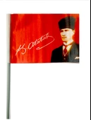 Plastik Sopalı Atalı Bez Bayrak 20X30 Türk Bayrağı - 1